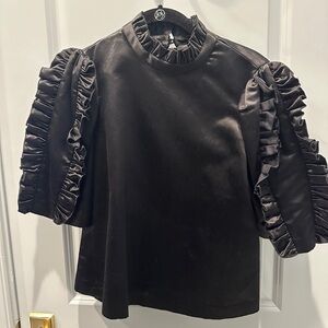 Cynthia Rowley Felicity Satin Ruffle Top